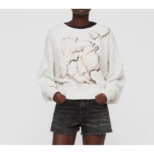 All Saints Cream Abstract Art Print‎ Baloon Sleeves Bohemian Sweatshirt sz S